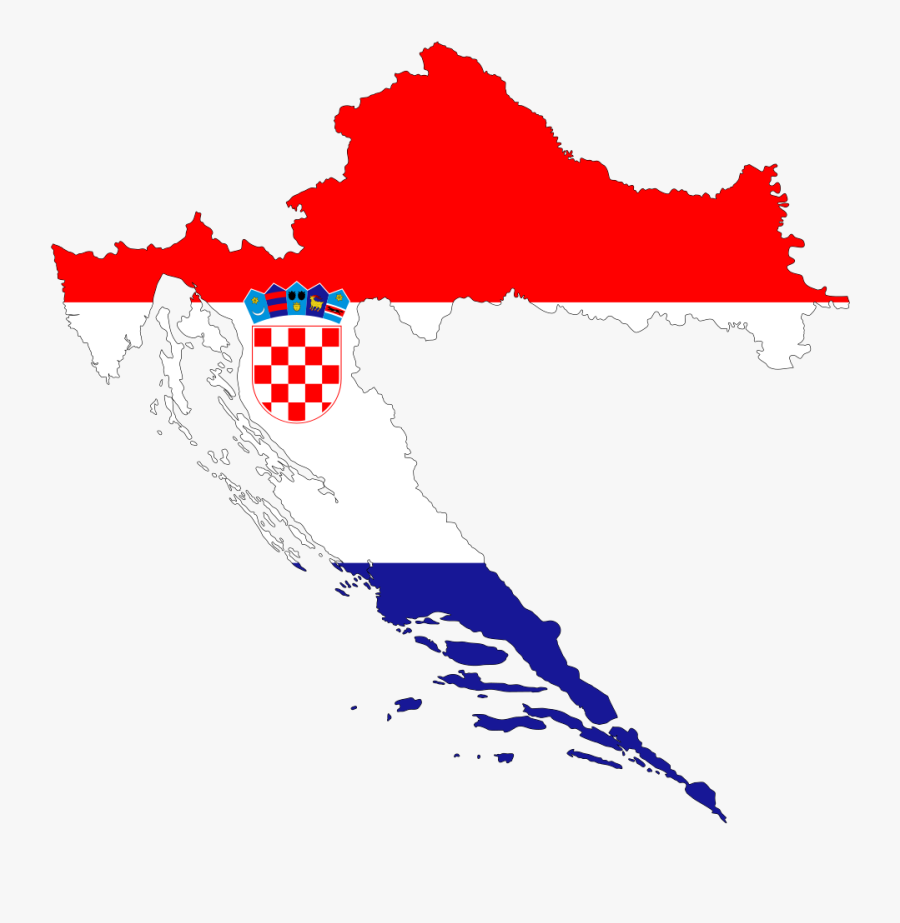 Croatia Map Flag With Stroke - Croatia Flag Country, Transparent Clipart
