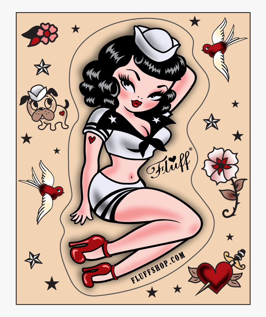 Tattoo Pin Up Girl Drawing, Transparent Clipart