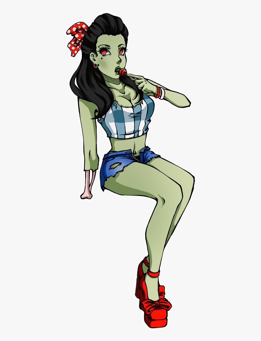 Pinup Vector Rockabilly Girl - Zombie Pin Up Transparent, Transparent Clipart