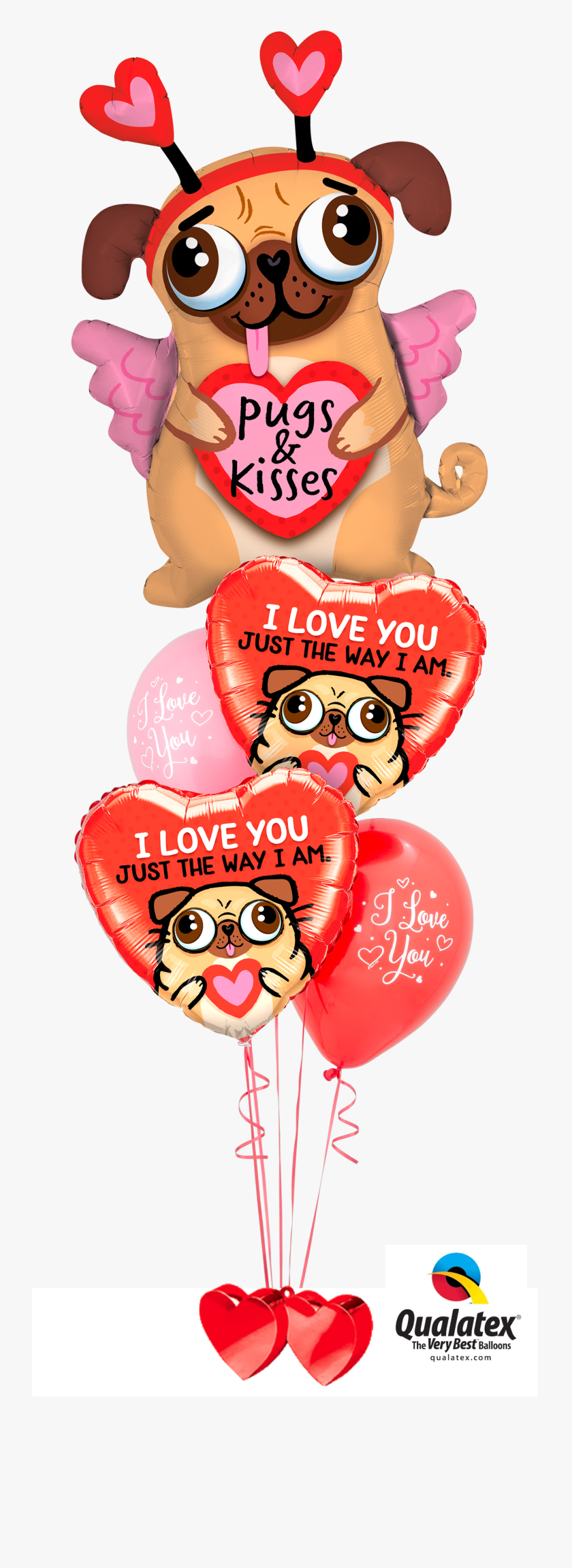 Pug Balloon Love, Transparent Clipart