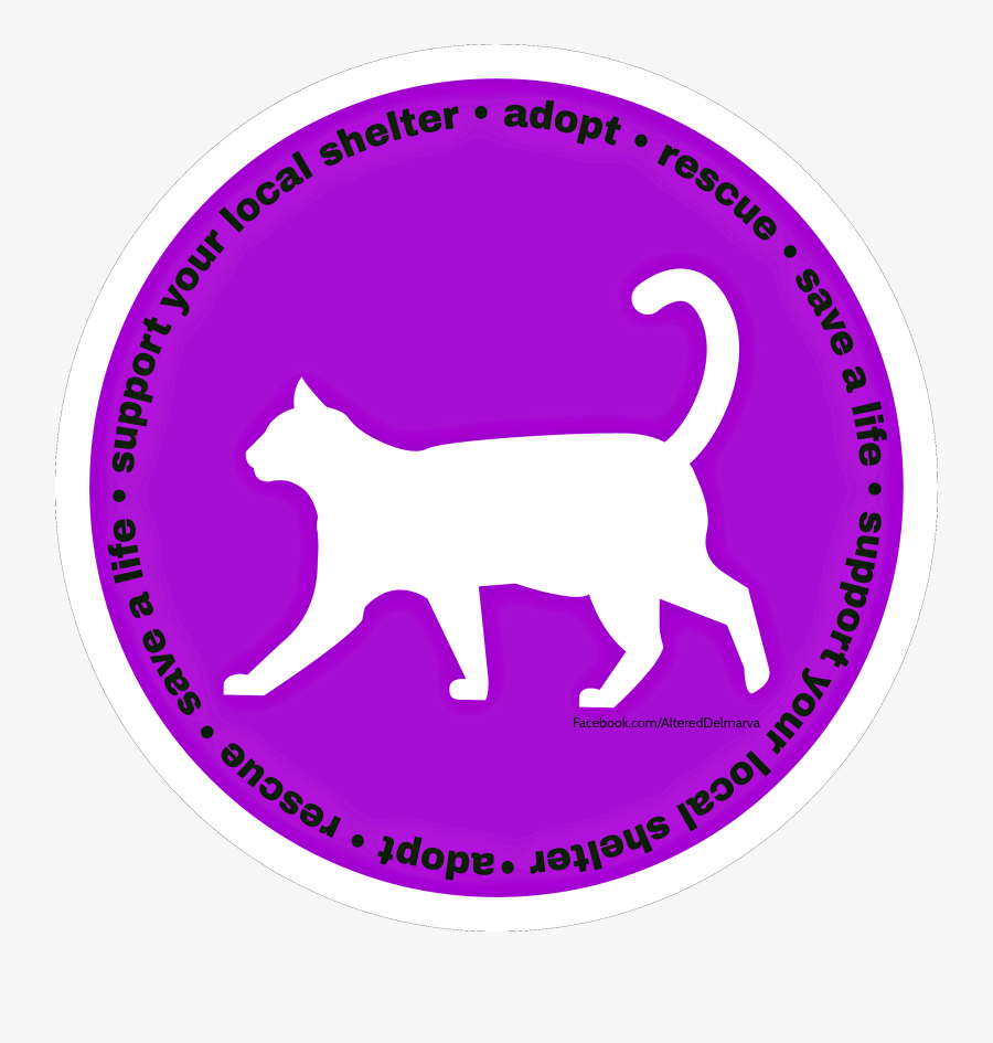 Text Around The Circle Reads "support Your Local Shelter - Cat Rules, Transparent Clipart