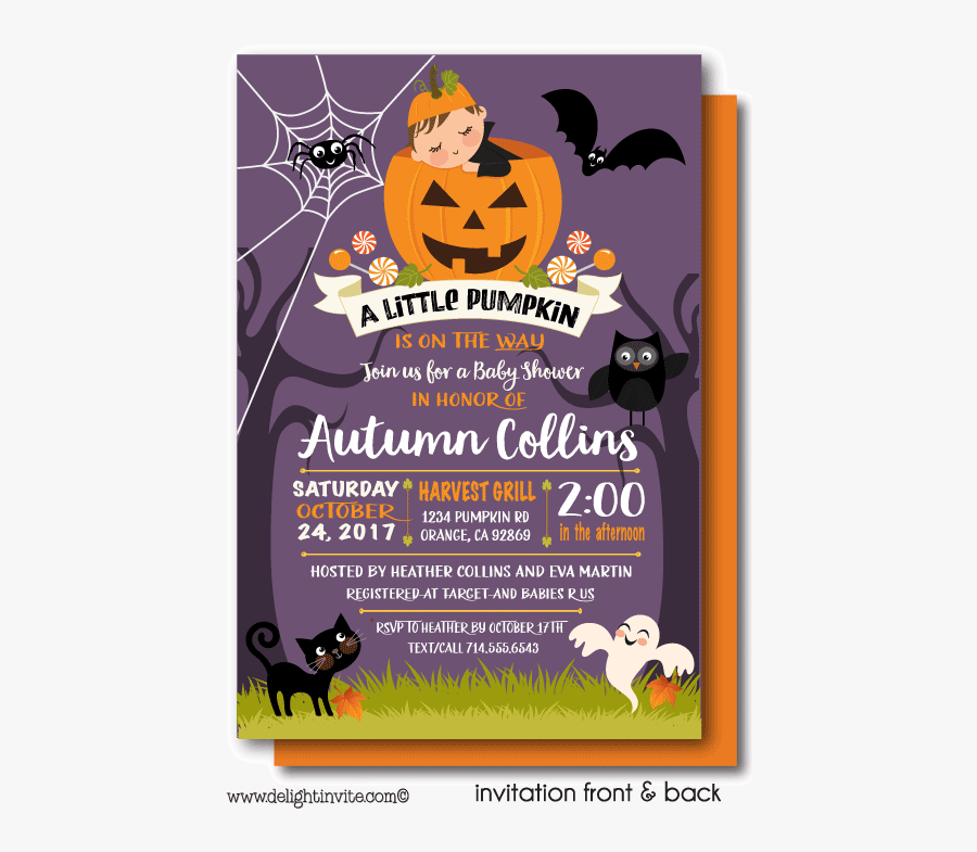 Clip Art Adopted Baby Shower Invitations - Pumpkin Halloween Baby Shower Invitations, Transparent Clipart