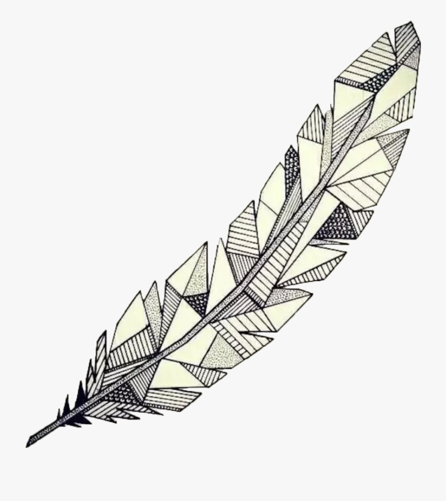 Clip Art Feather Sketch - Geometric Feather Tattoo, Transparent Clipart