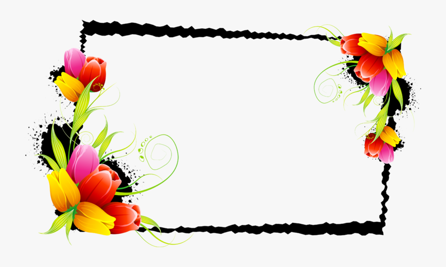 Frame Border Flower Design, Transparent Clipart