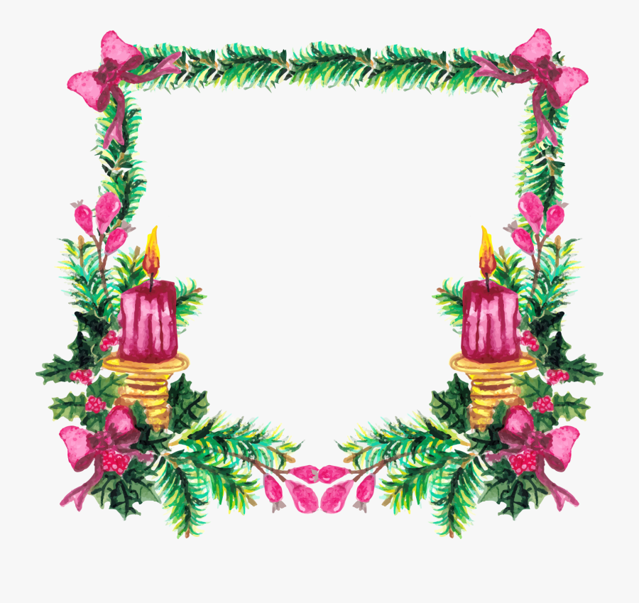 Clip Art Leaf Flower Decoration Transprent - Candle And Floral Border, Transparent Clipart