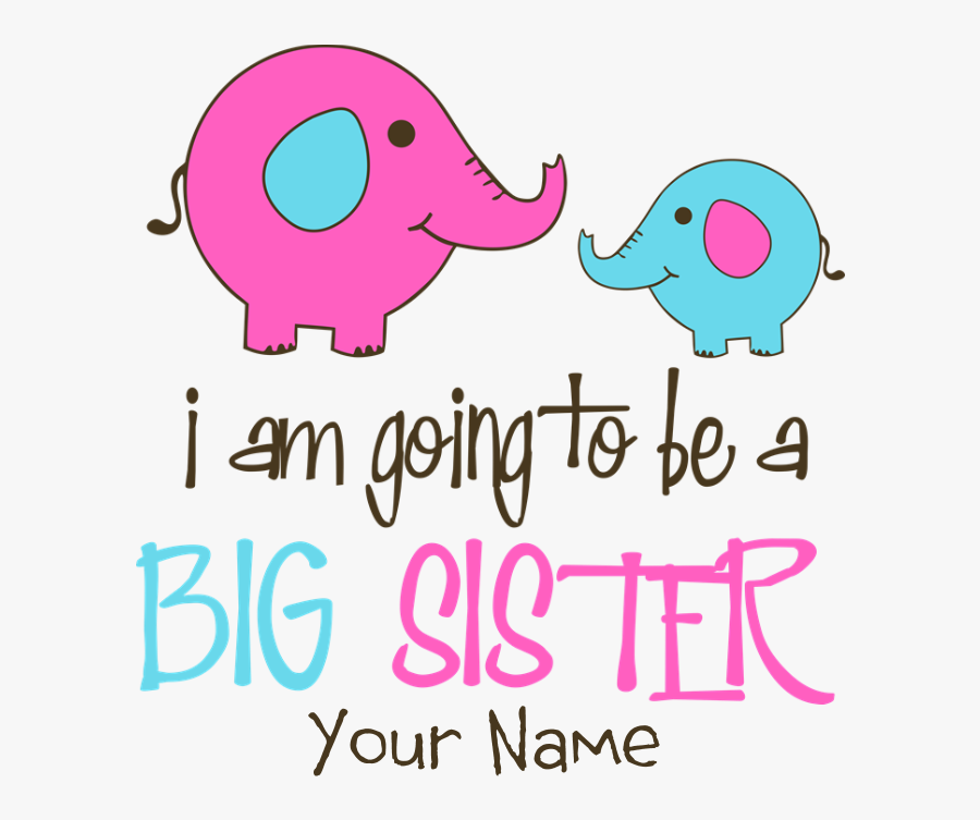 Personalized Big Sister Elephant Picture Ornament, Transparent Clipart
