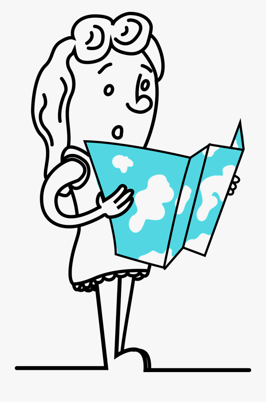 Girl With A Map Png, Transparent Clipart