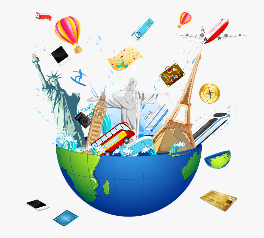 Viagens Pelo Mundo Ciel, Vacation Trips, Tube, Clip - World Wonders On Globe, Transparent Clipart