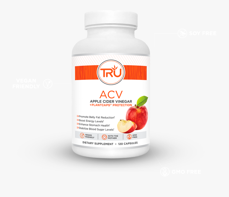 Tru Supplements Apple Cider Vinegar - Vitamins, Transparent Clipart