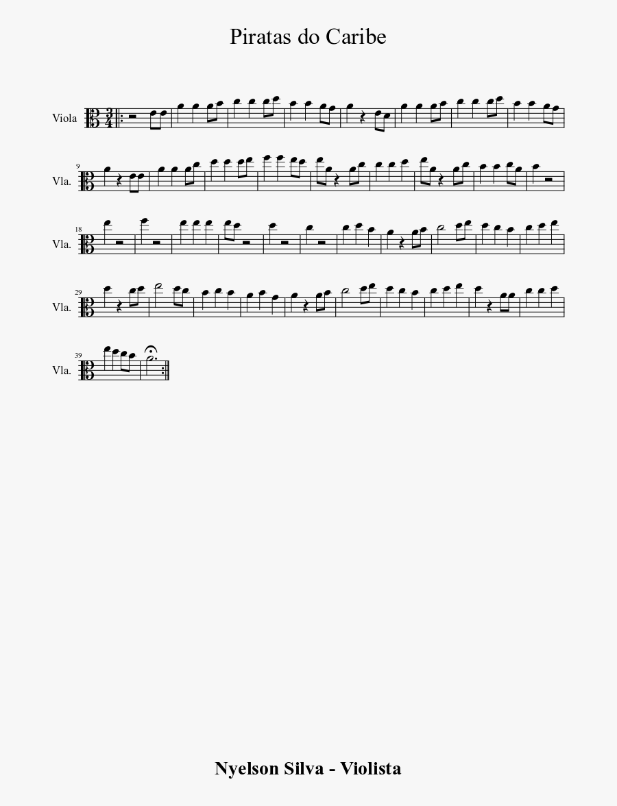 Clip Art Download Piratas Do Caribe - Partitura Viola De Arco, Transparent Clipart