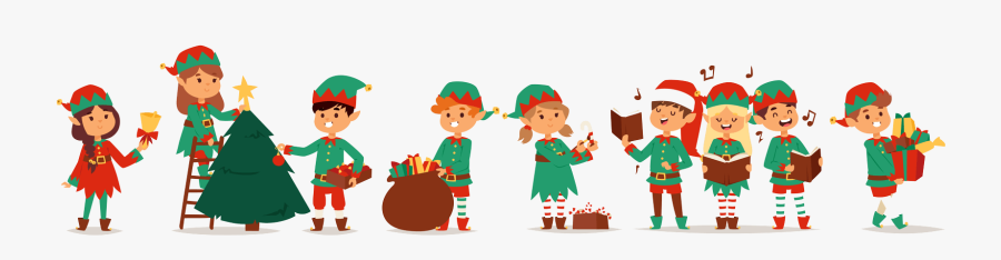 Reindeer Centre Vacancies - Santa Claus And Elves Cartoon, Transparent Clipart