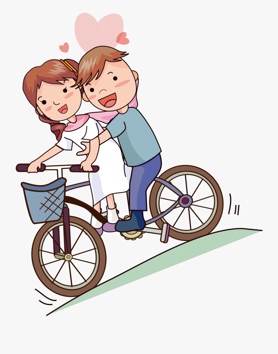 Groom Drawing Cartoon - Cartoon Couple In Bike, Transparent Clipart