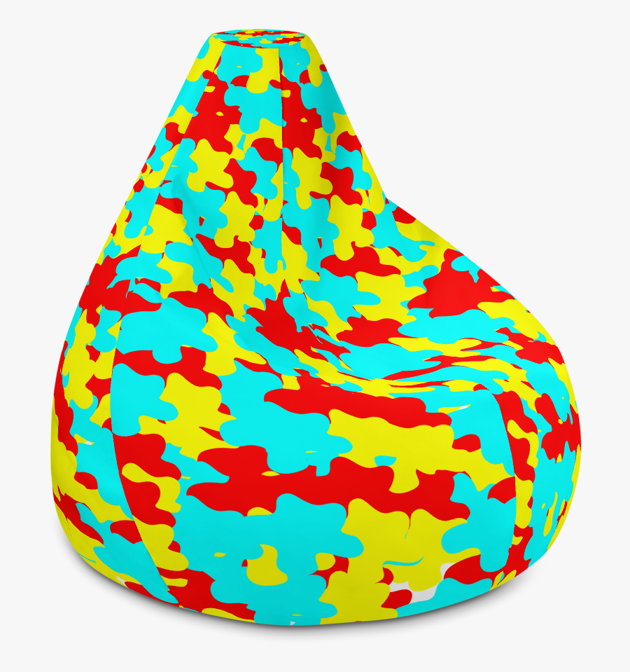 Bean Bag Chair With Brightly Colored Cammo Patches, Transparent Clipart