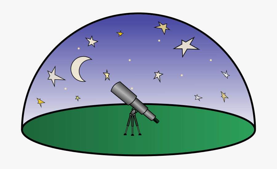 Telescope At Centre Of A Hemisphere With Stars On It - Illustration, Transparent Clipart