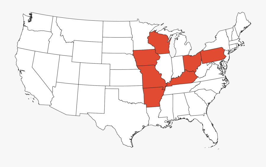 Blank Union And Confederate Map, Transparent Clipart