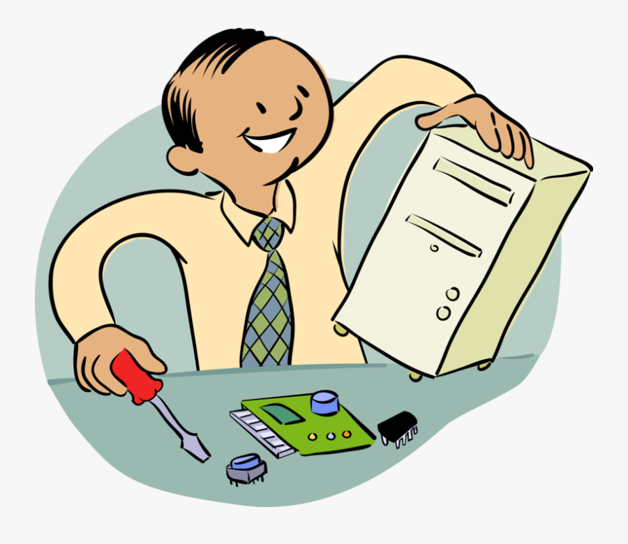 Vector Illustration Of Computer And Electronics Repair - Fixing Computer Clipart, Transparent Clipart