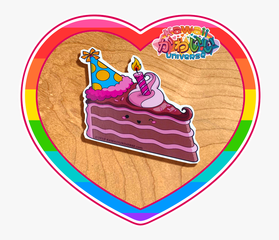 Kawaii Universe Cute Chocolate Birthday Cake Slice - Butterflies Kawaii, Transparent Clipart