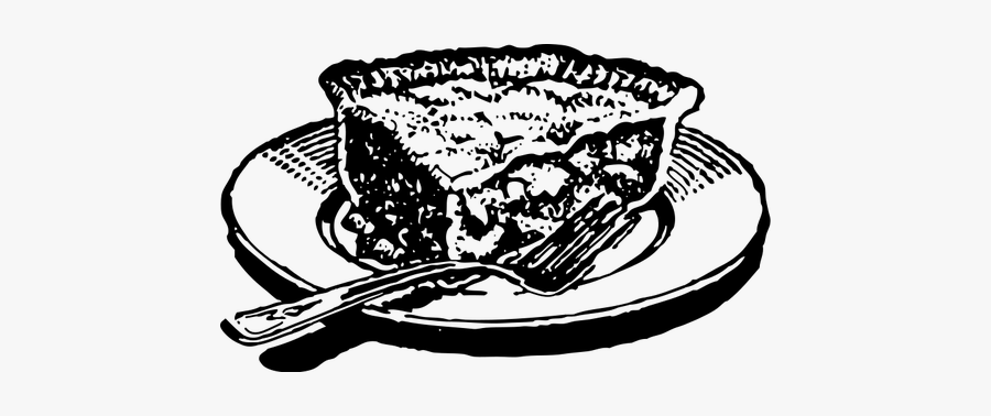 Slice Of Pie Vector Image - Plate Of Food Drawing, Transparent Clipart