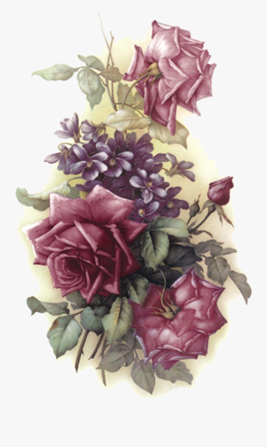 Flowers Vintage Purple Png, Transparent Clipart