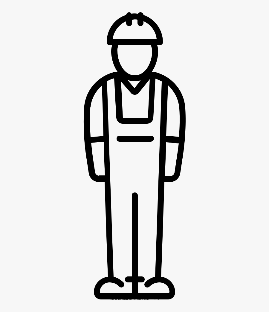 Builder Coloring Page - Man Hard Hat Icon, Transparent Clipart