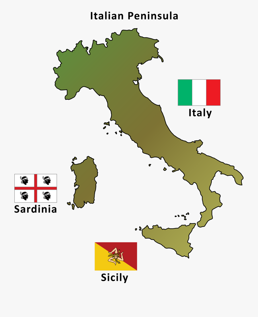 Clipart - Italian Peninsula - Italian Peninsula On The Map, Transparent Clipart
