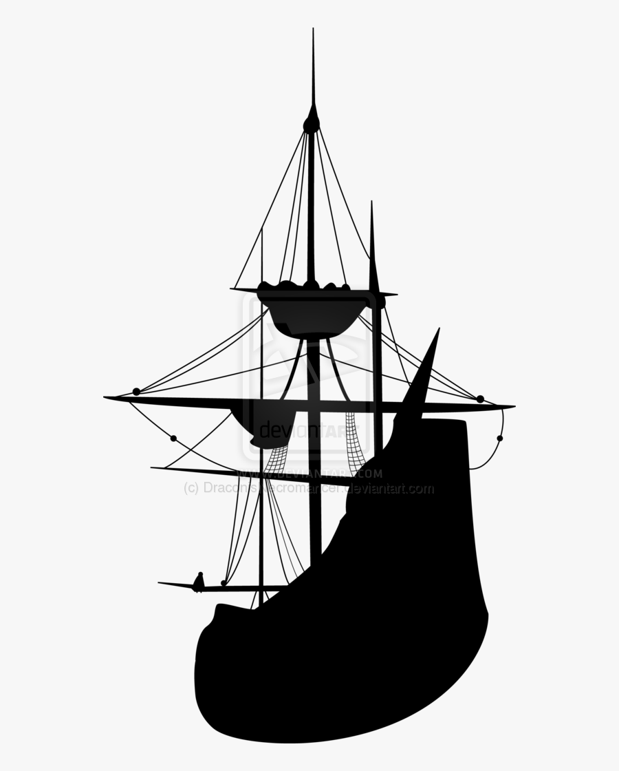 Sailing Ship Silhouette Tall Ship Clip Art - Pirate Ship Silhouette Png, Transparent Clipart