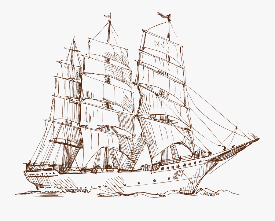 Schooner Drawing Tall Ship - Ship Drawing, Transparent Clipart