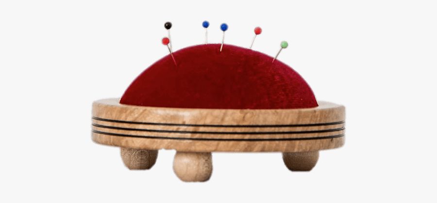 Red Pin Cushion On Wooden Stand - Circle, Transparent Clipart