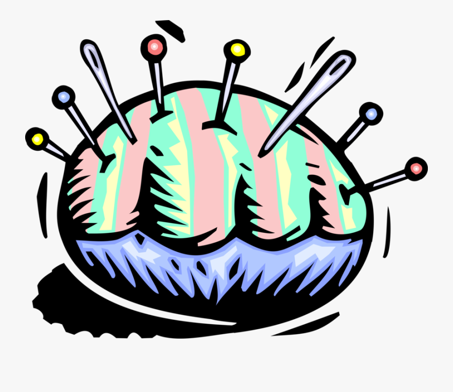 Vector Illustration Of Sewing Pin Cushion With Needles , Free