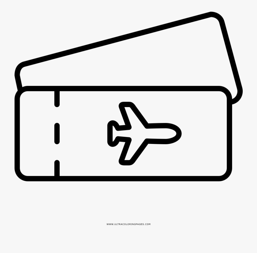 Airplane Ticket Coloring Page - Desenho De Passagem Aerea, Transparent Clipart