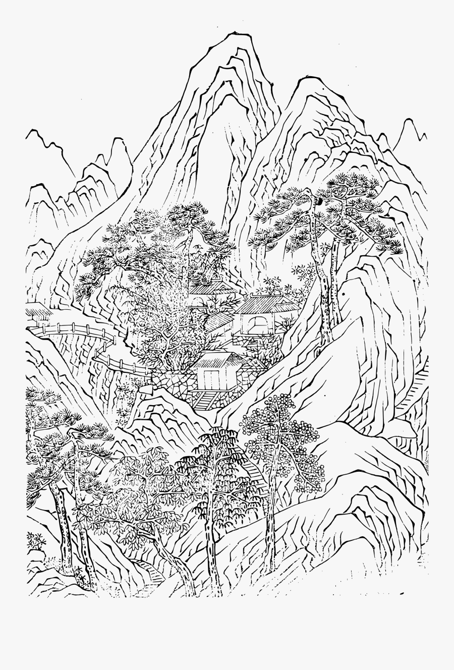 File Imperial Encyclopaedia Montains - Line Art, Transparent Clipart