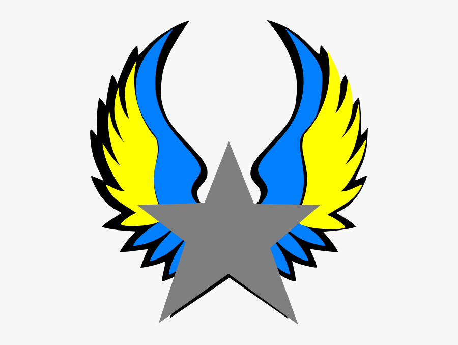 Orange And Blue Star Wings Svg Clip Arts 546 X - Star With Wings Logo, Transparent Clipart