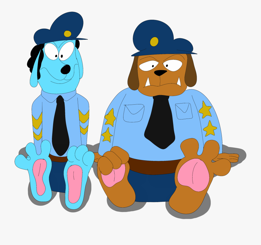 The Skinny Cop Dog And Fat Cop Dog Feet - Cartoon, Transparent Clipart