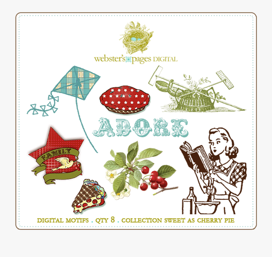 Sweet As Cherry Pie Designs Digi Motifs - Illustration, Transparent Clipart