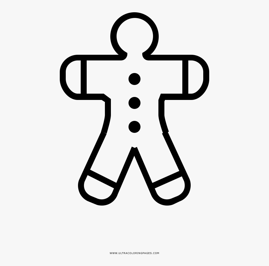 Gingerbread Cookie Coloring Page - Line Art, Transparent Clipart