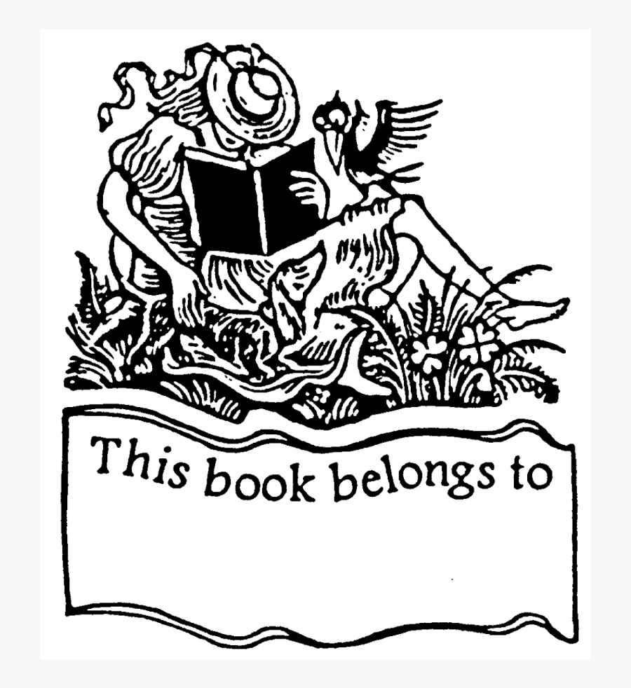 Girl Reading Rubber Stamp"
 Title="belongs To - Cartoon, Transparent Clipart