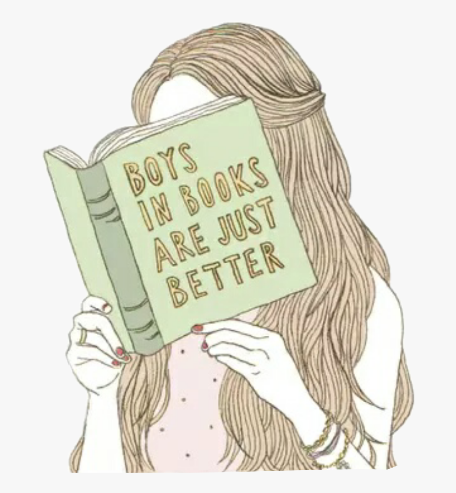 Girl Love Books Drawing, Transparent Clipart