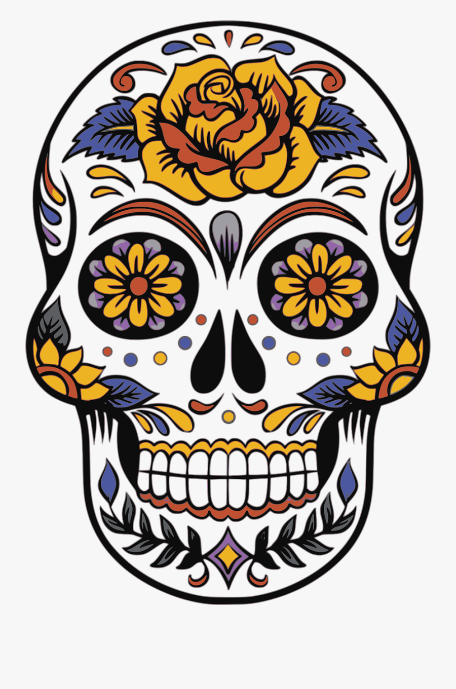 Skull Day Of The Dead Death Free Picture - Sugar Skull Clipart, Transparent Clipart