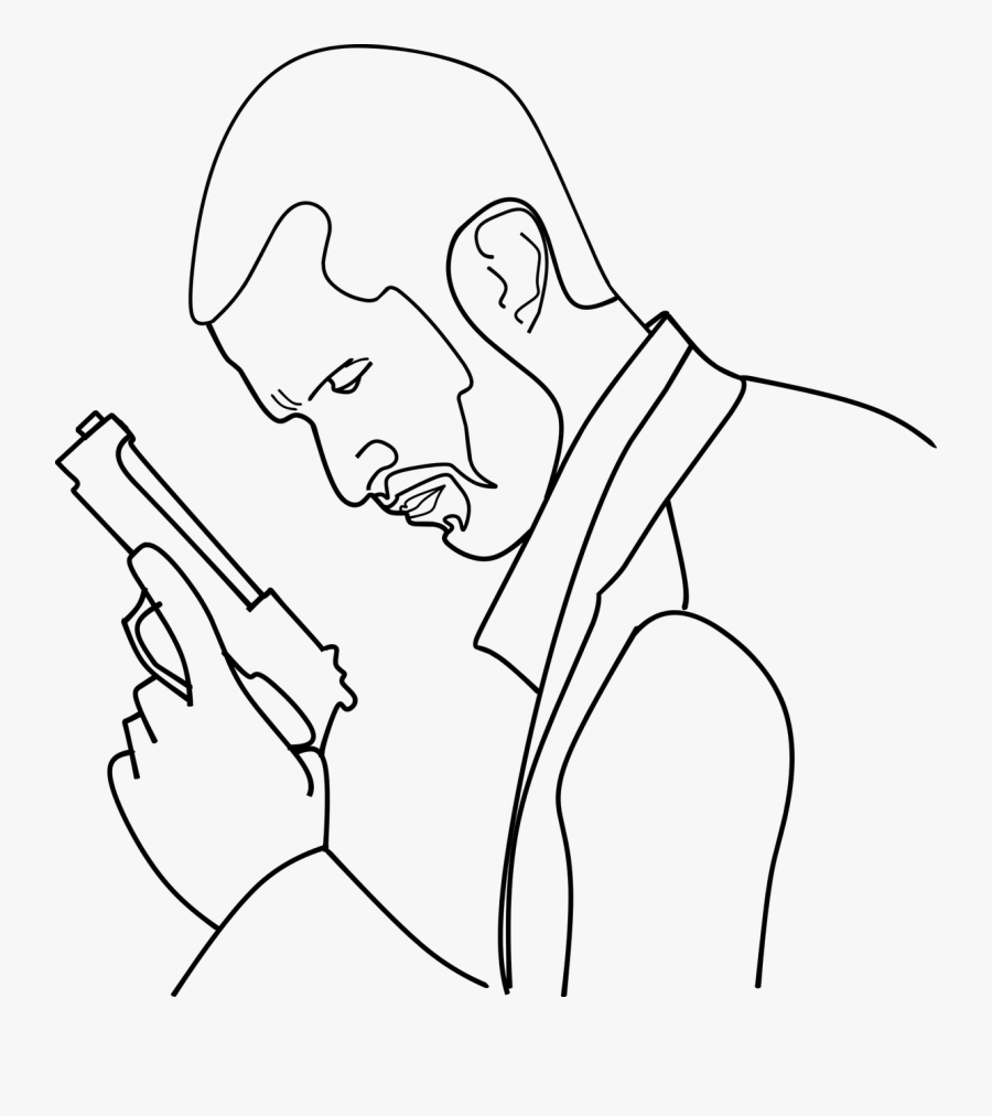 Outline Danger Gun Free Picture - Gun With Man Draw Ing, Transparent Clipart