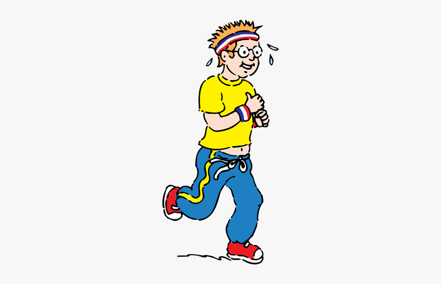 Young Boy Running For Recreation Vector Drawing - Jog Clipart, Transparent Clipart