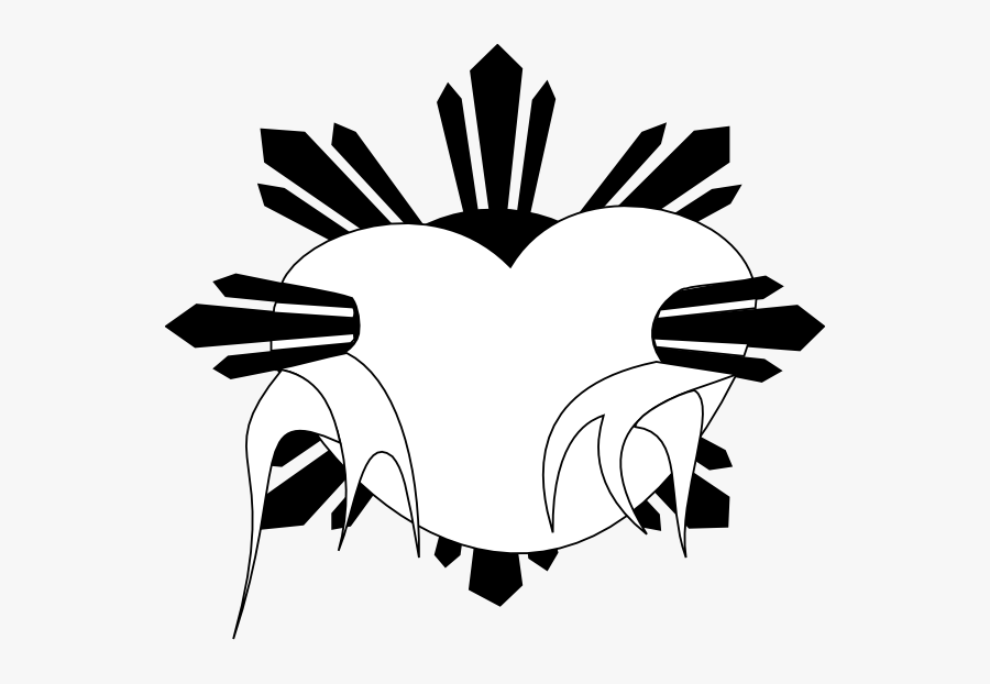 Philippine Flag Sun Black And White, Transparent Clipart