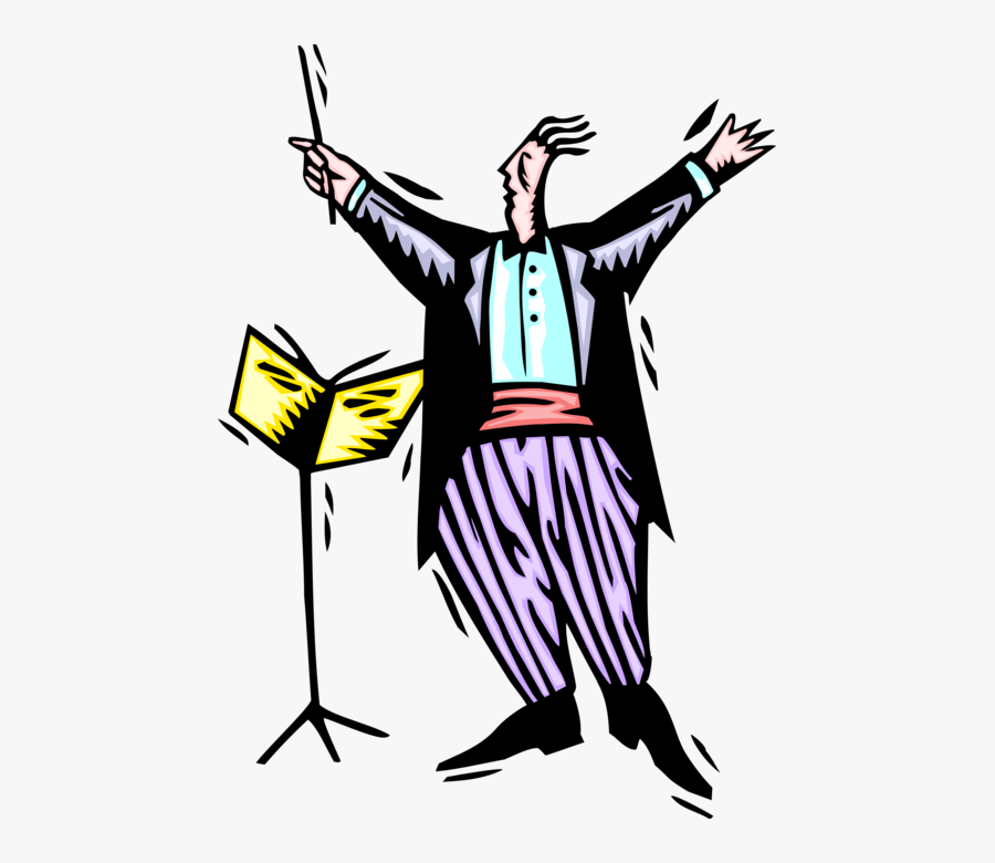 Vector Illustration Of Maestro Conductor Conducts Symphony - Illustration, Transparent Clipart