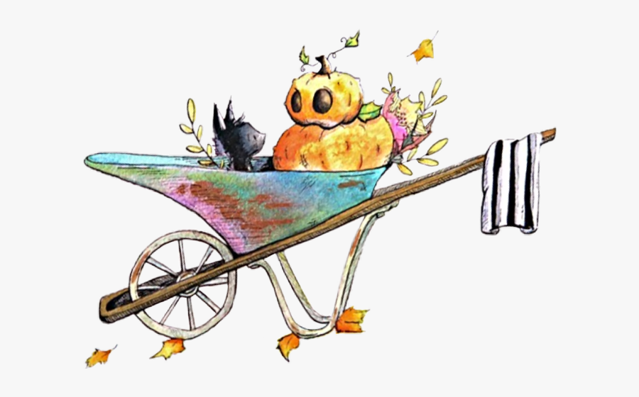 Freetoedit Pumpkin Pumpkins Blackcat Wheelbarrow - Cartoon, Transparent Clipart