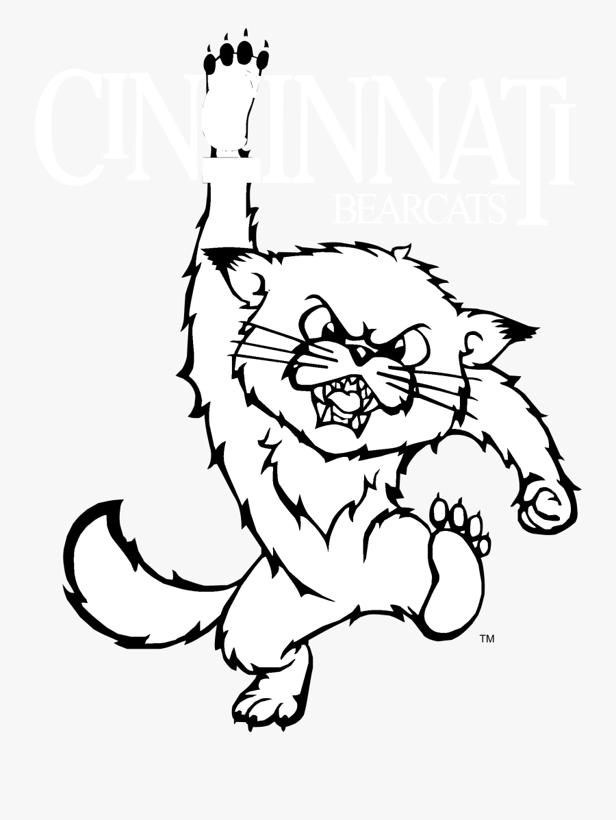 Cincinnati Bearcats Logo Black And White - University Of Cincinnati Bearcats Mascot, Transparent Clipart