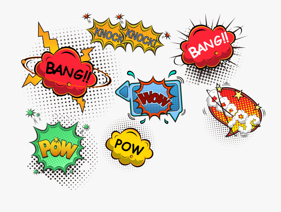 Dogs Vector Pow - Comic Speech Bubbles Vector, Transparent Clipart