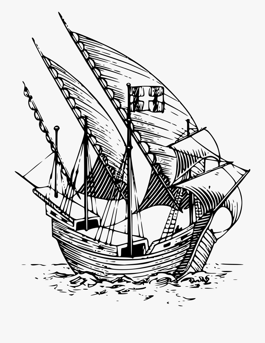 Caravel Drawing Big Boat - Anti Columbus Day Posters, Transparent Clipart