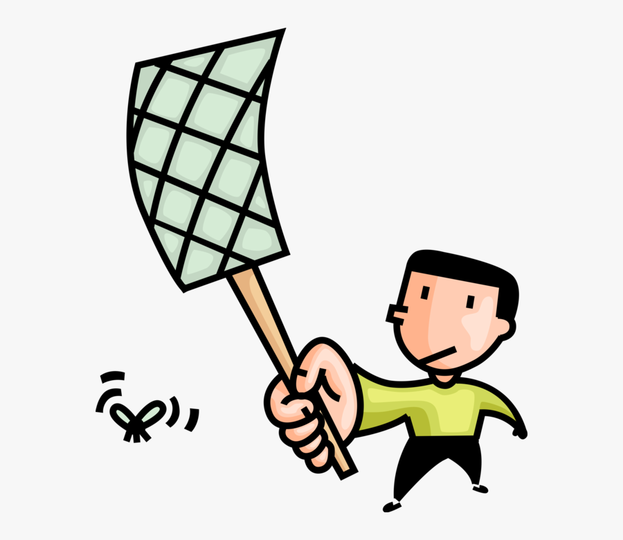 Vector Illustration Of Man Swats Flying Insect Bug Swat A Fly Clipart