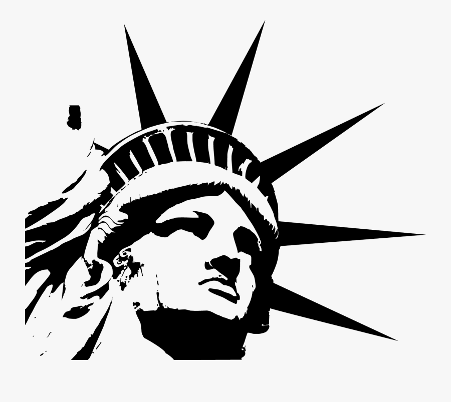 Statue Of Liberty Black And White Head, Transparent Clipart