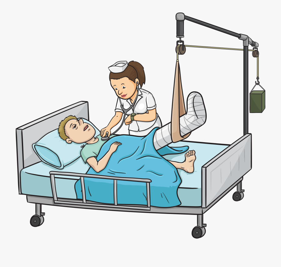 Negligence Injury Attorneys Mn - Cartoon Man In Hospital Bed, Transparent Clipart
