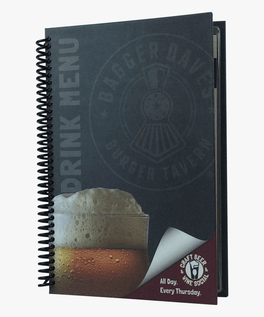Coil Drink Bound Covers - Menu Book With Spiral Binding, Transparent Clipart